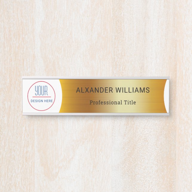 Interchangeable Office Door Name Plate with Logo (Front)