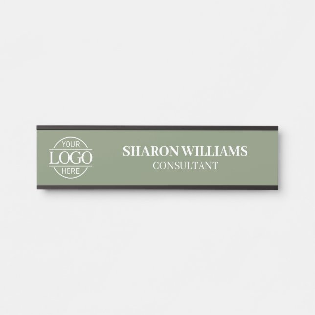 Interchangeable Sage Green Custom Business Logo  Door Sign (Front)
