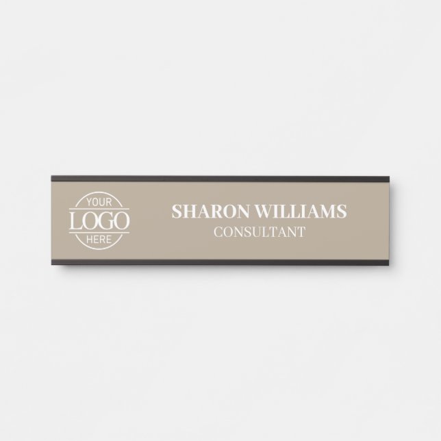 Interchangeable Taupe Beige Custom Business Logo  Door Sign (Front)