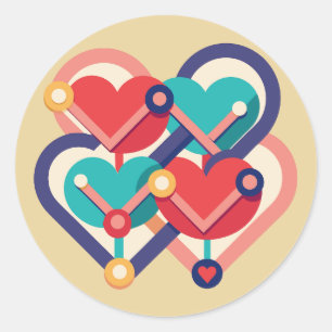 Interconnected Hearts Classic Round Sticker
