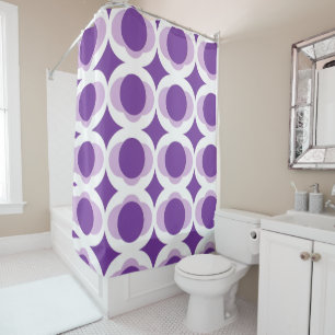 interconnected purple circles  white outer rings shower curtain