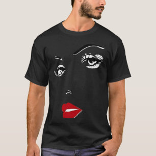 Interested Glance with Red Lips T-Shirt