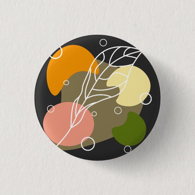 Interesting abstract spots with leaves 3 cm round badge (Front)