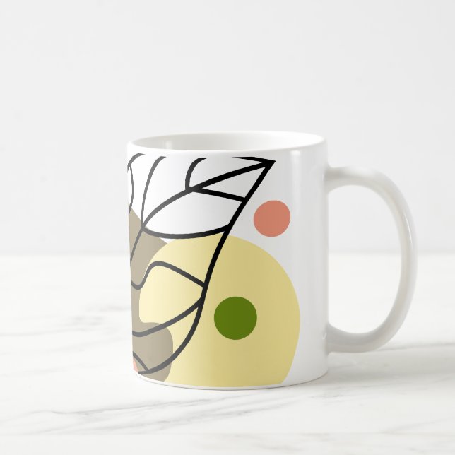 Interesting abstract spots with leaves coffee mug (Right)