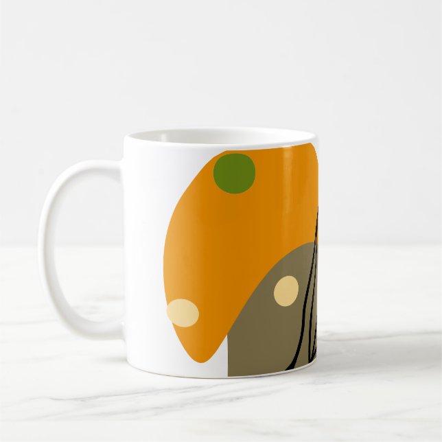 Interesting abstract spots with leaves coffee mug (Left)