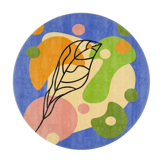 Interesting abstract spots with leaves cutting board (Front)