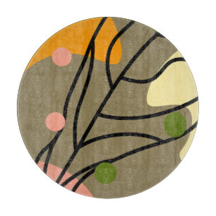 Interesting abstract spots with leaves cutting board