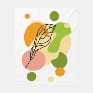 Interesting abstract spots with leaves fleece blanket
