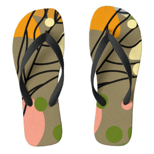 Interesting abstract spots with leaves jandals