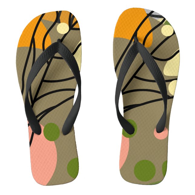 Interesting abstract spots with leaves jandals (Footbed)
