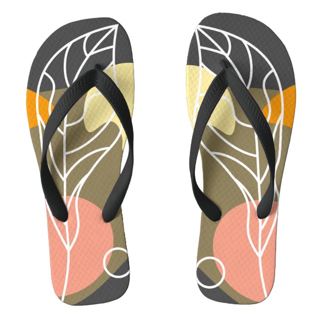 Interesting abstract spots with leaves jandals (Footbed)