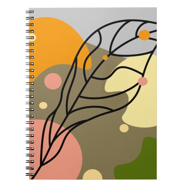 Interesting abstract spots with leaves notebook (Front)