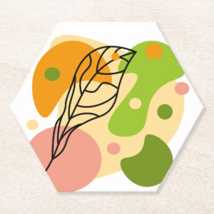 Interesting abstract spots with leaves paper coaster