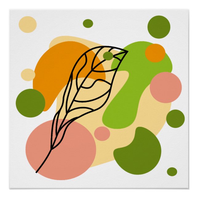 Interesting abstract spots with leaves poster (Front)