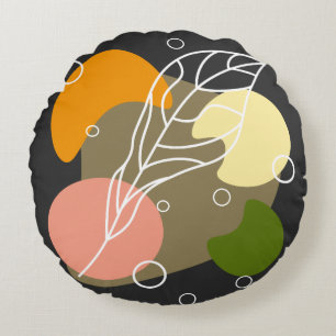 Interesting abstract spots with leaves round cushion