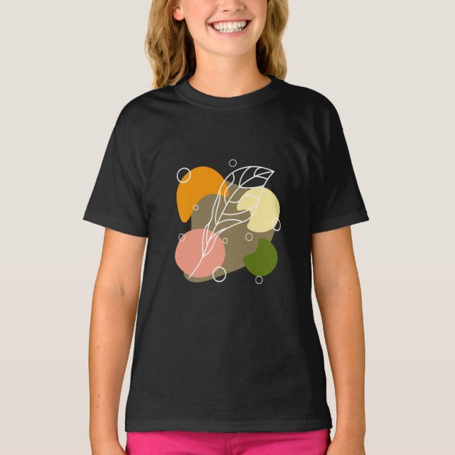 Interesting abstract spots with leaves T-Shirt (Front)