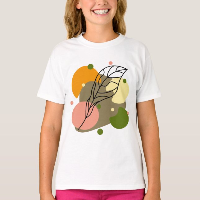 Interesting abstract spots with leaves T-Shirt (Front)