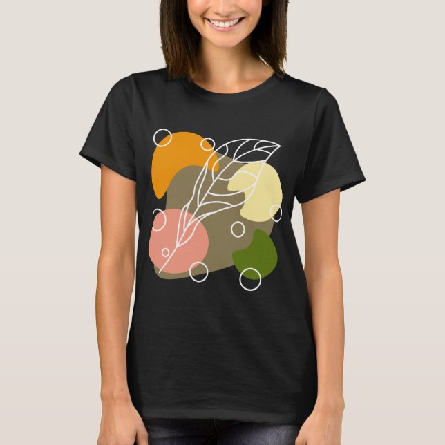 Interesting abstract spots with leaves T-Shirt (Front)