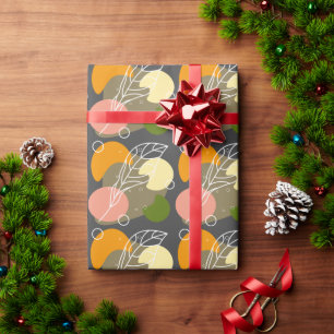 Interesting abstract spots with leaves wrapping paper