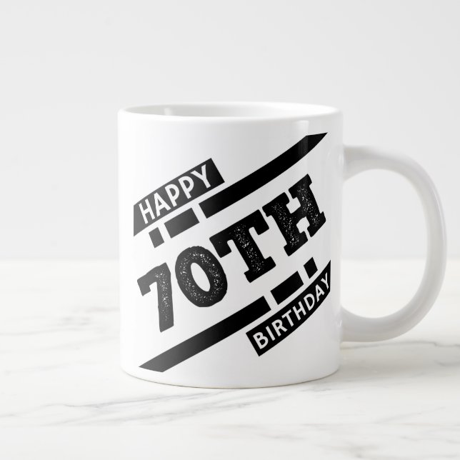 Interesting happy 70th birthday typography design large coffee mug (Right)