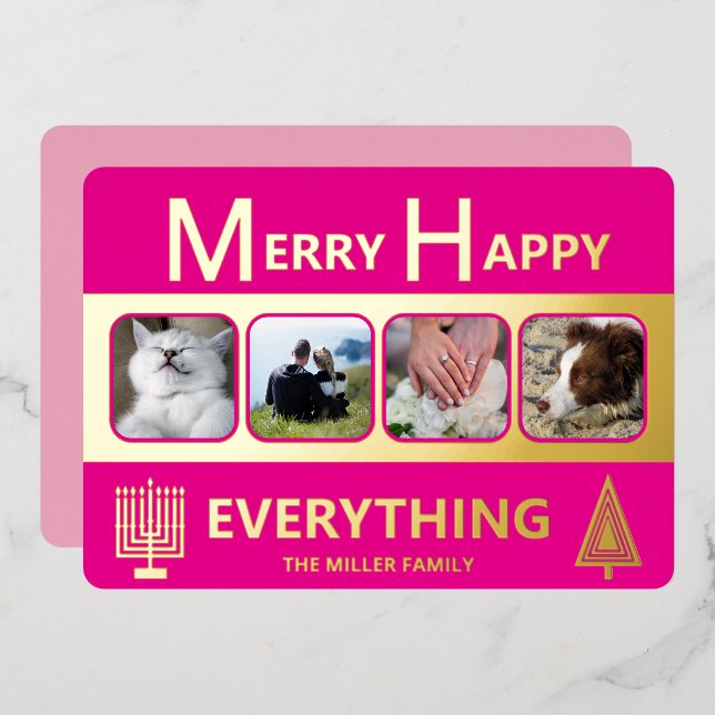 Interfaith 4 Photo Simple Trendy Pink Gold (Front/Back)