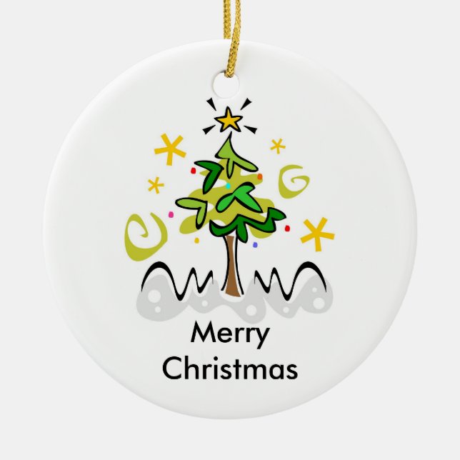 Interfaith Christmas and Hanukkah Ceramic Tree Decoration (Front)