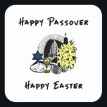 Interfaith Passover and Easter Square Sticker<br><div class="desc">Happy Interfaith Passover and Easter holidays to families who celebrate both Jewish and Easter holidays.</div>