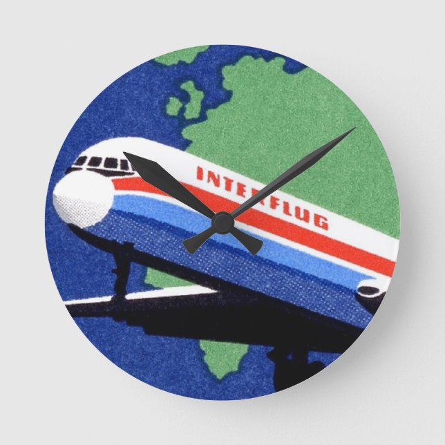 INTERFLUG - National Airline of DDR, East Germany Round Clock (Front)