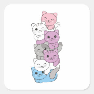 Intergender Flag Cat Pride Lgbtq Cute Cat Square S Sticker