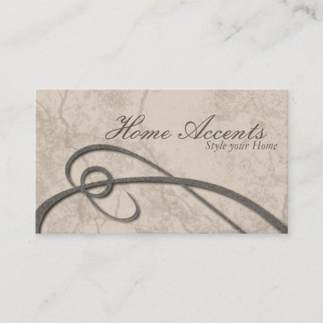 Interior Decorating Aged Beige Brown Business Card (Front)