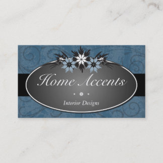 Interior Decorating Blue Floral Business Card