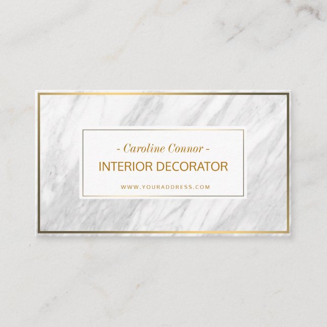 Interior Decorator Marble Stone Golden Line Card (Front)