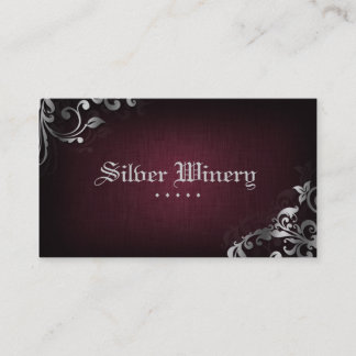 Interior Design Business Card Linen Wine Silver