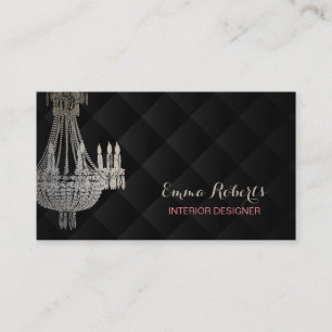 Interior Design Chandelier Elegant Dark Pattern Business Card