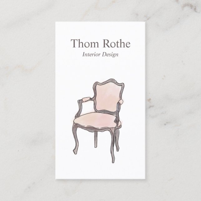 Interior Design Designer Watercolor Armchair Calling Card (Front)
