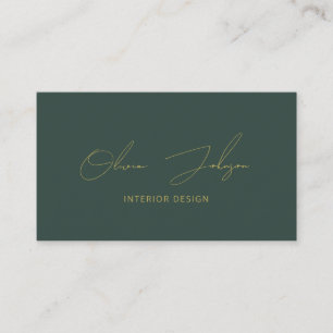 Interior Design Gold Green Business Card