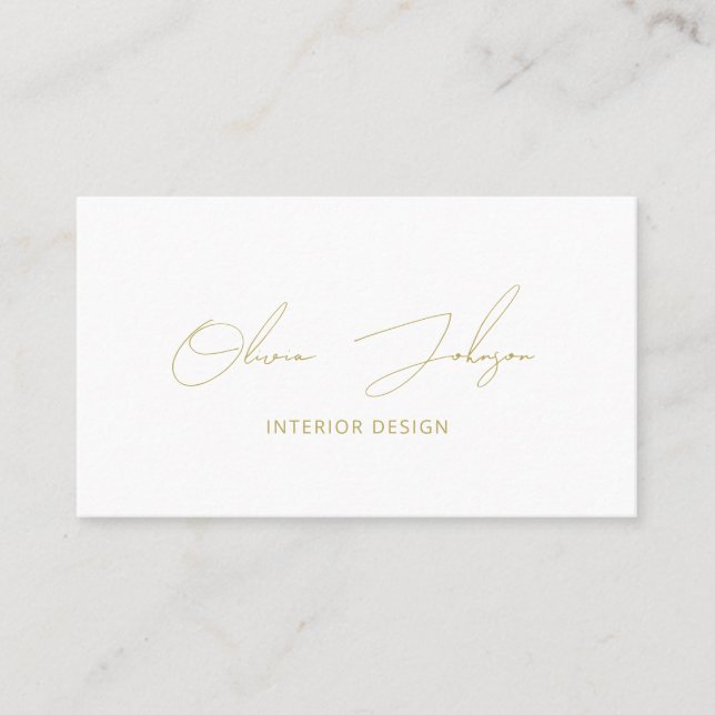 Interior Design Gold White Business Card (Front)