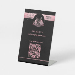 Interior Design or Architect Logo Black and Rose  Pedestal Sign
