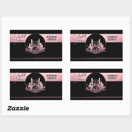 Interior Design or Architect Logo Black and Rose  Rectangular Sticker
