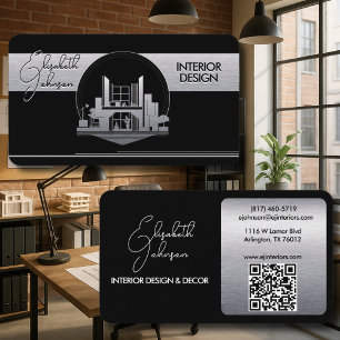 Interior Design or Architect Logo Black and Steel Business Card