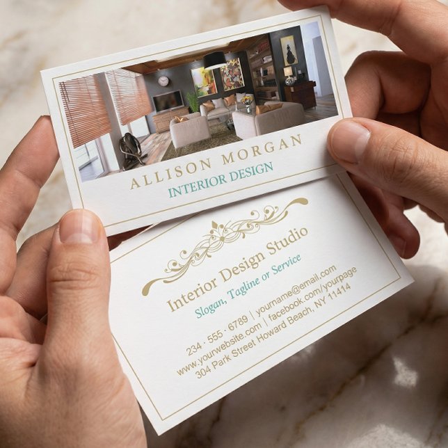 Interior Design Photo Showcase Modern Stylish Business Card (Creator Uploaded)