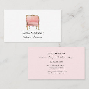 Interior Design Pink French Chair Business Card