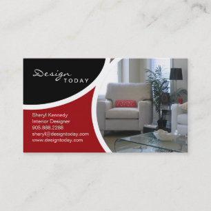 Interior Design Staging Modern Business Card Red