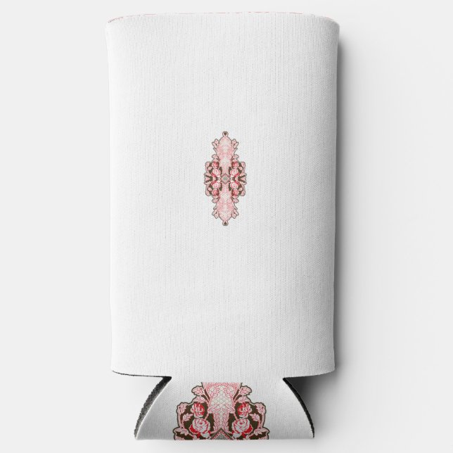 interior design wallpaper red flowers, white backg seltzer can cooler (Front)
