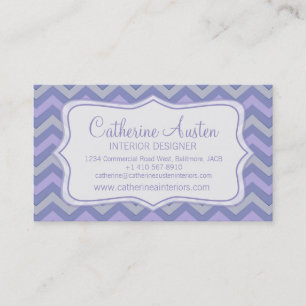 Interior design zigzag purple blue business card