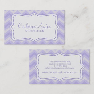 Interior design zigzag purple grey business card