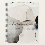Interior Designer Abstract Watercolor  Planner<br><div class="desc">A modern abstract business planner for interior designers with your signature in script typography. Smoky grey,  black and creamy pink hues. Unique style.</div>