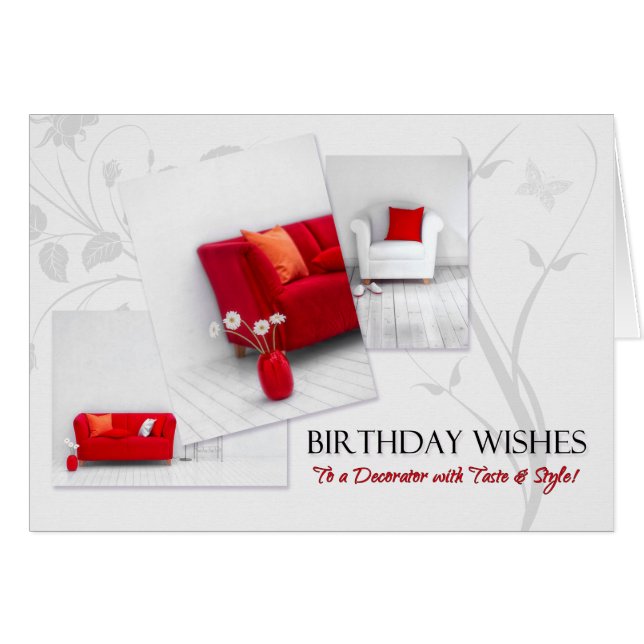 Interior Designer Birthday Red White Home Interior (Front Horizontal)