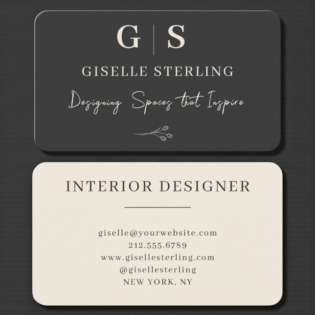 Interior Designer Black Professional Business Card (Creator Uploaded)