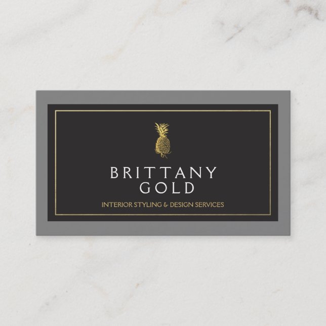 Interior Designer Business Card - Chic Gold (Front)